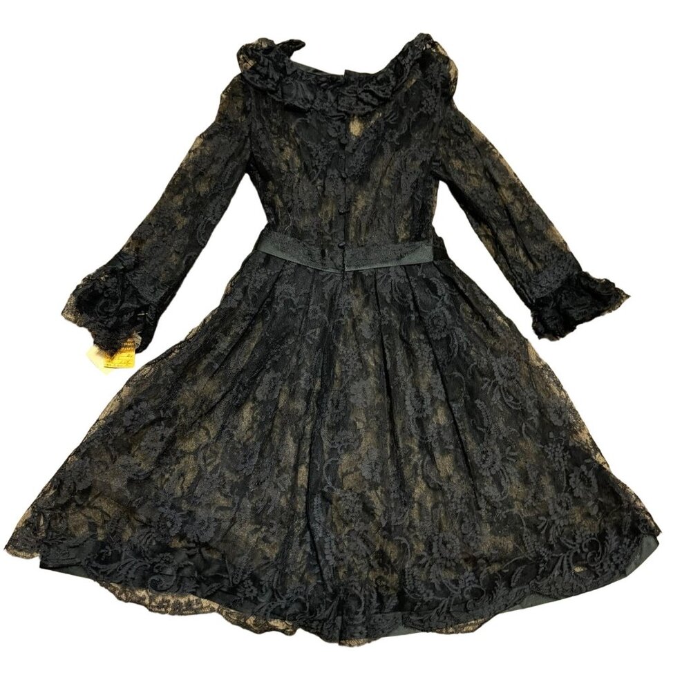 NWT Black La Boutique Evening Cocktail Dress Sz 6 1950s Sheer Lace Womens